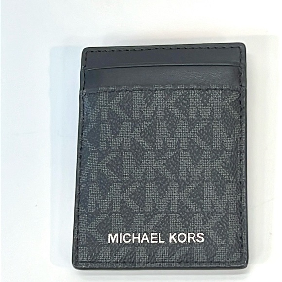 Michael Kors Men’s MK Logo Money Clip Leather Card Holder - Picture 1 of 6